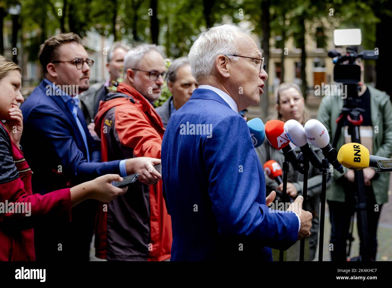 2022-10-03 14:59:17 THE HAGUE - Piet Adema, the new Minister of Agriculture, Nature and Food Quality, speaks to the press. The former deputy succeeds Henk Staghouwer, who unexpectedly resigned at the beginning of last month because he did not consider himself the right person to lead the ministry. Adema was previously deputy of the province of Friesland, acting mayor in Achtkarspelen, Tynaarlo and Borger-Odoorn and party chairman of the ChristenUnie. ANP ROBIN VAN LONKHUIJSEN netherlands out - belgium out Stock Photo