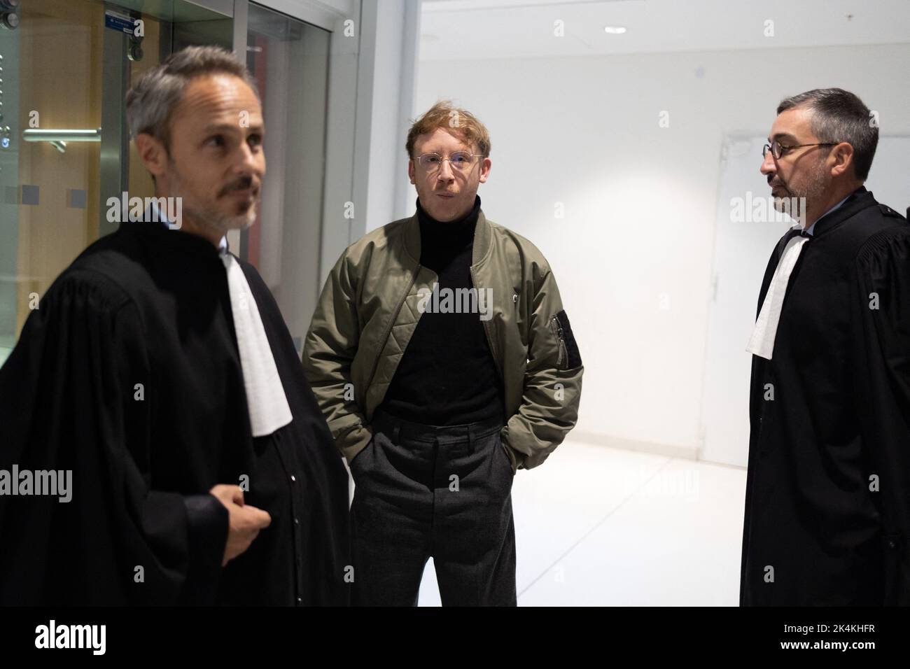 French singer Eddy de Pretto arrives for a trial where 17 people are ...