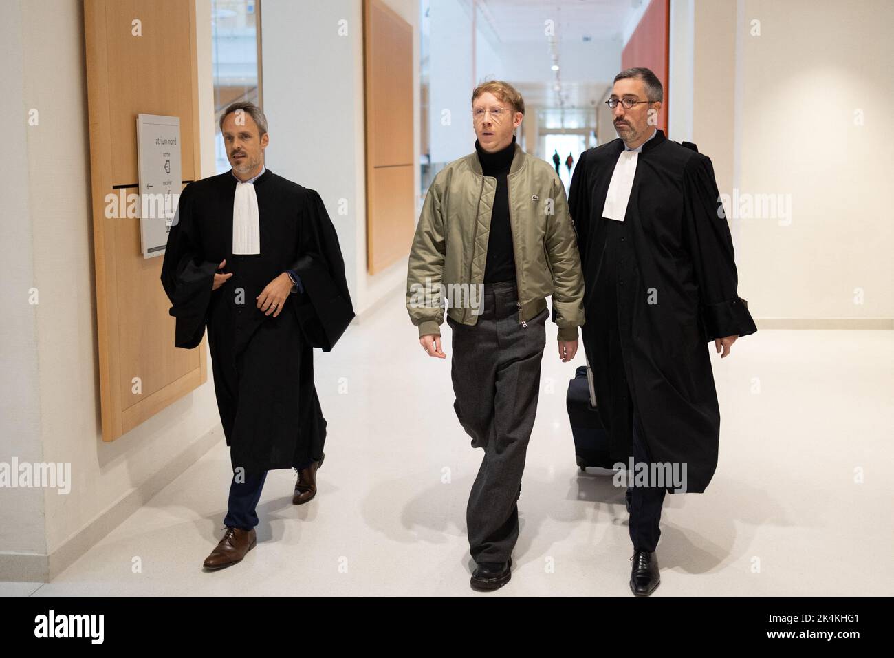 French singer Eddy de Pretto arrives for a trial where 17 people are ...