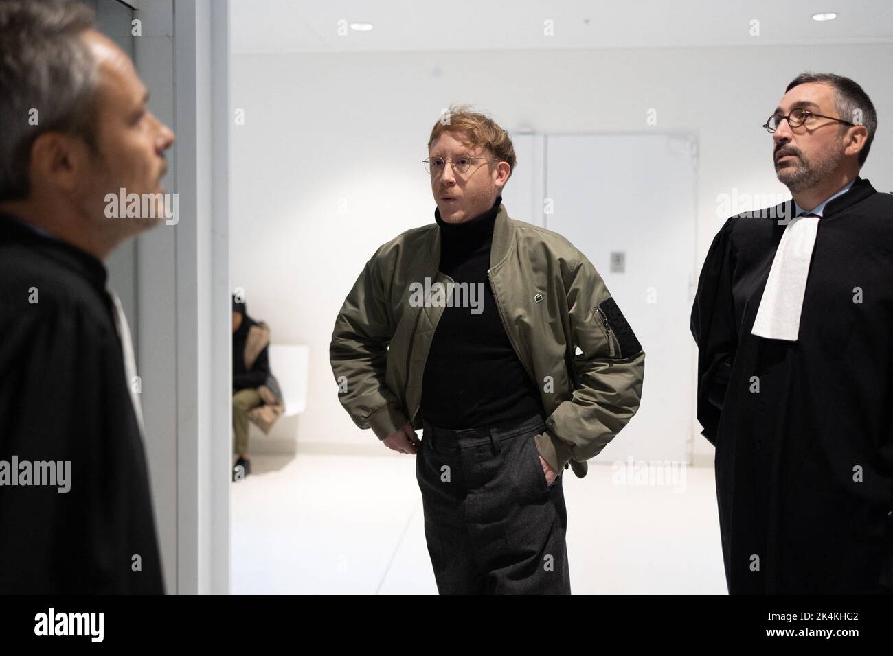 French singer Eddy de Pretto arrives for a trial where 17 people are ...