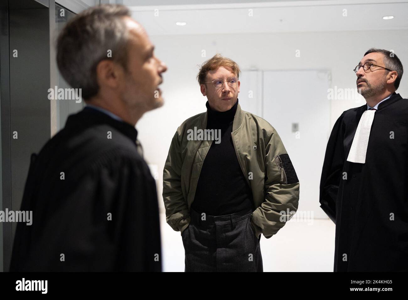 French singer Eddy de Pretto arrives for a trial where 17 people are ...