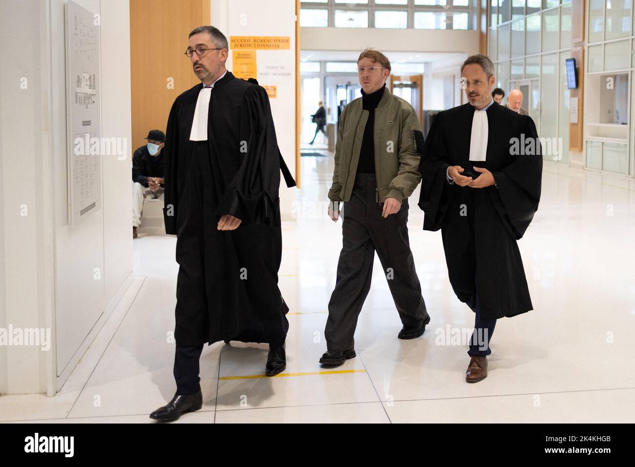 French singer Eddy de Pretto arrives for a trial where 17 people are ...