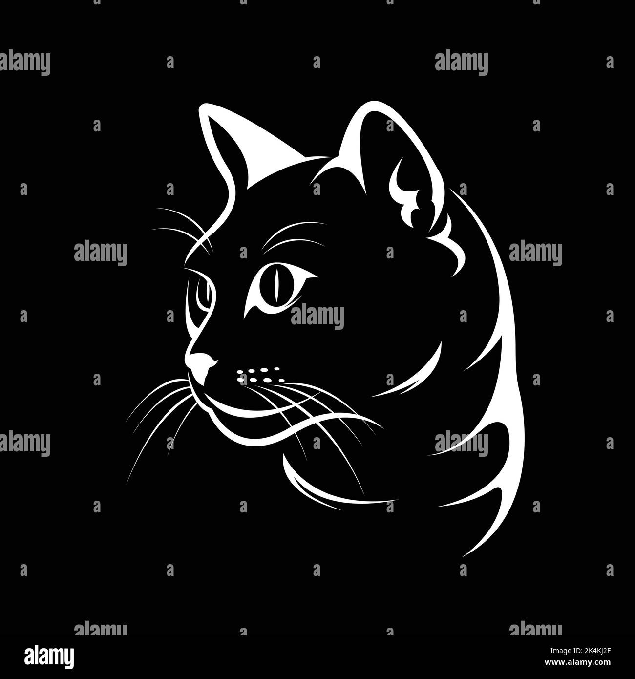 Vector of a cat face design on black background, Vector illustration. Pet. Easy editable layered vector illustration. Stock Vector