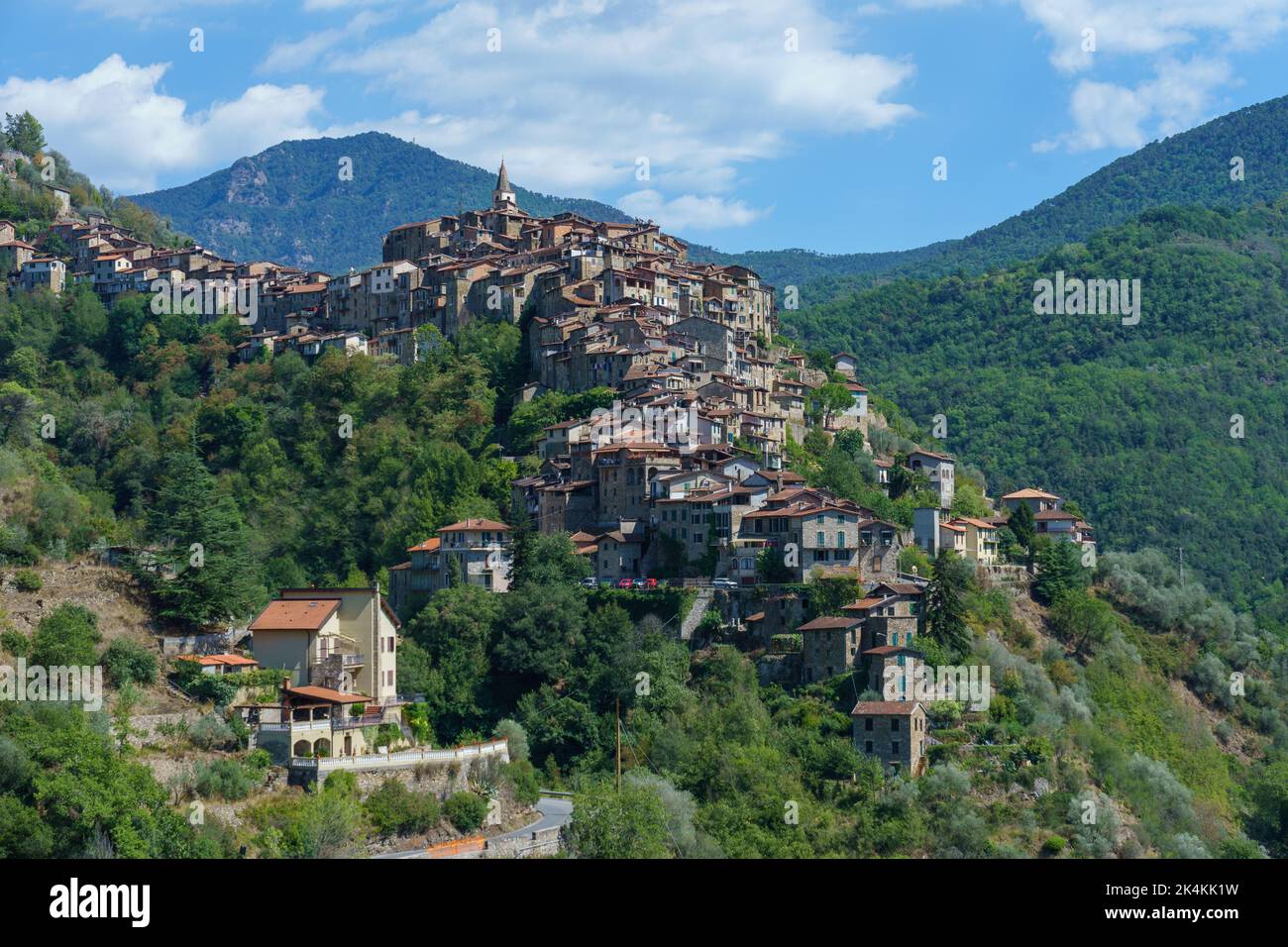 Italy. Liguria. The perched village of Apricale in Val Nervia (Imperia, Liguria, Italy) Stock Photo