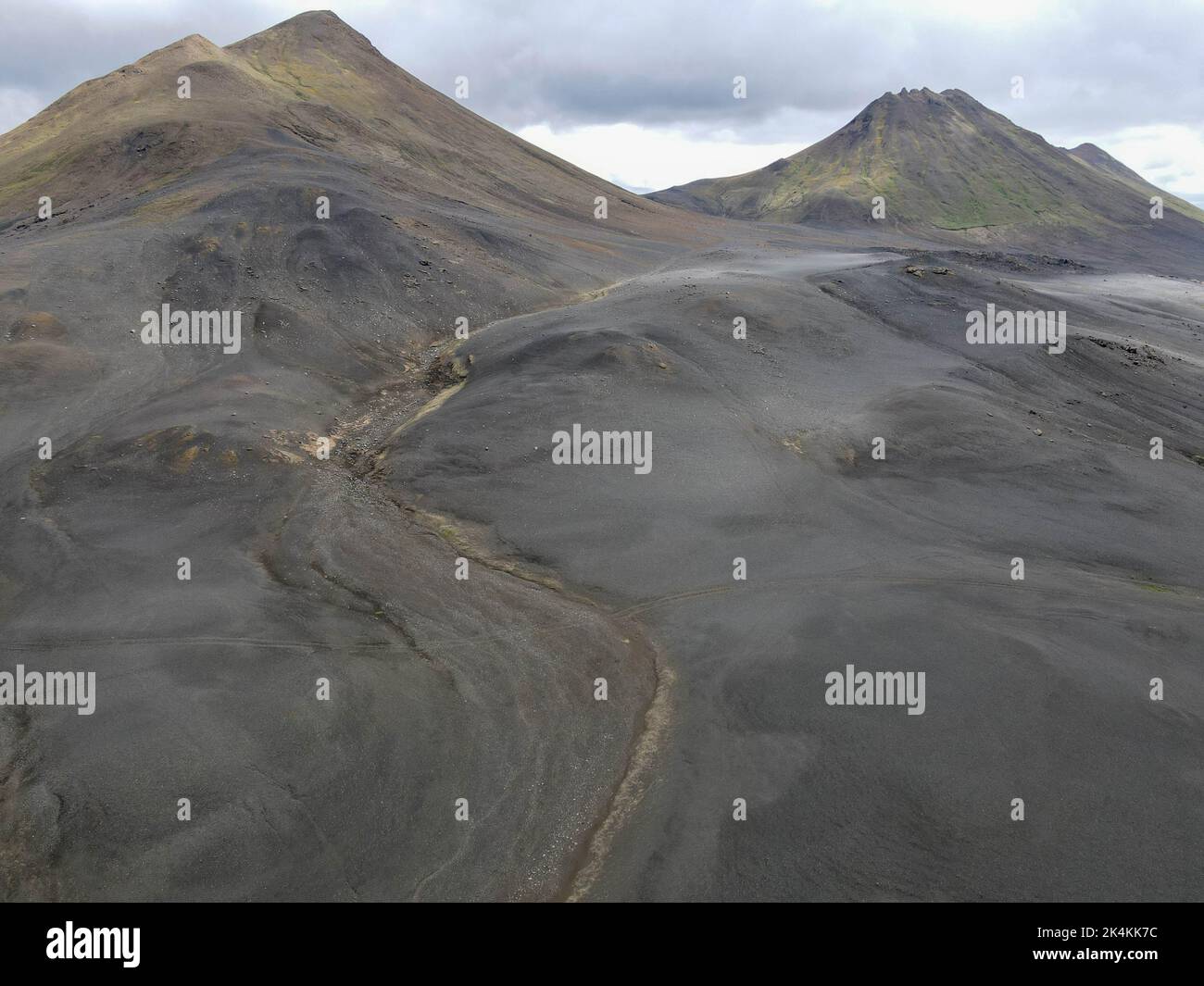 Drone view at the deserted landscape on Iceland Stock Photo