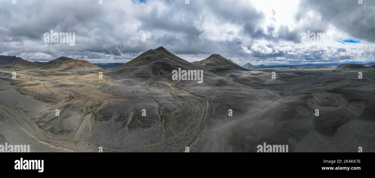 Drone view at the deserted landscape on Iceland Stock Photo