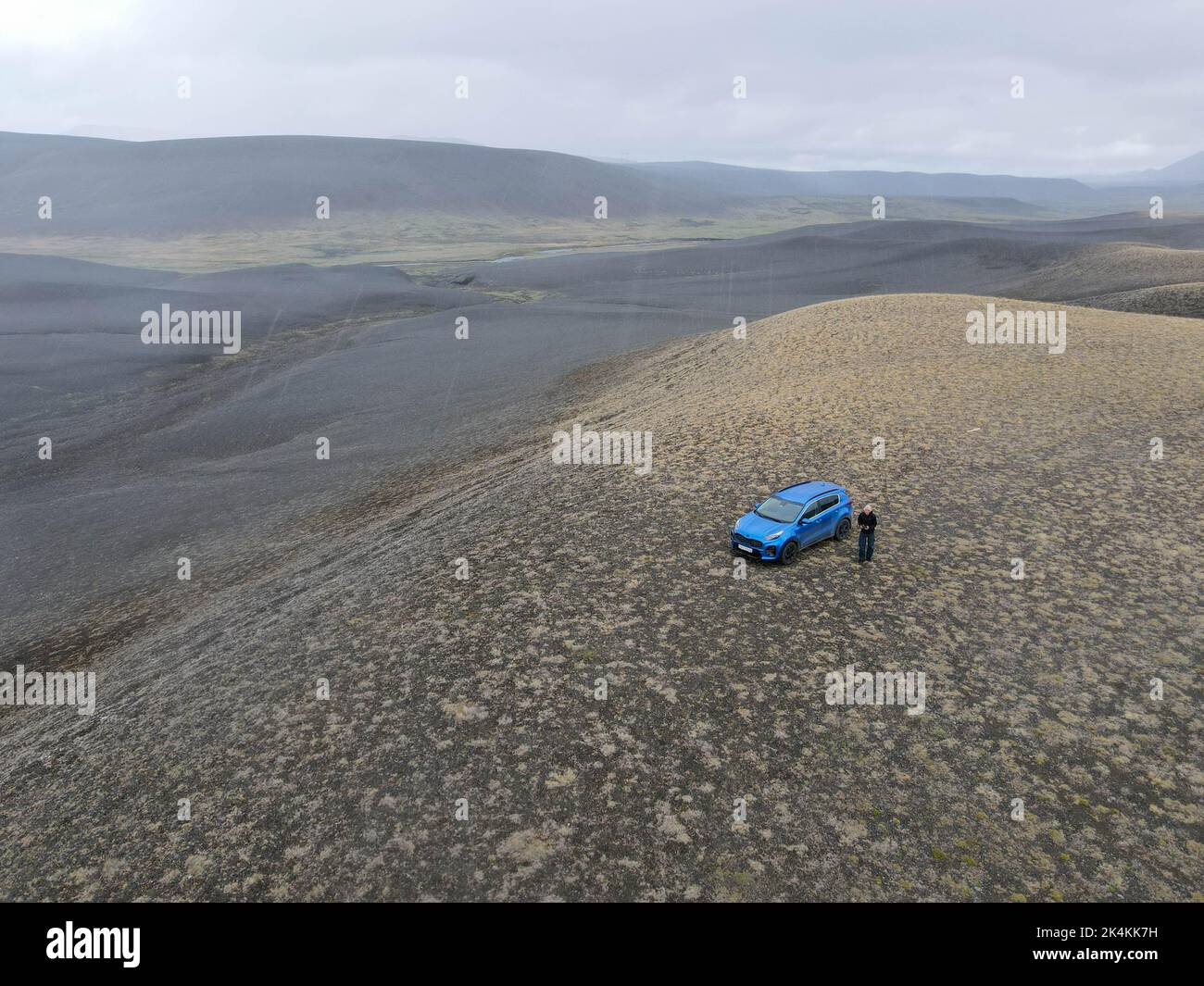 Drone view at the deserted landscape on Iceland Stock Photo