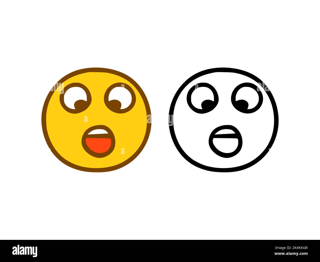 Silly face emoticon in doodle style isolated on white background Stock Vector