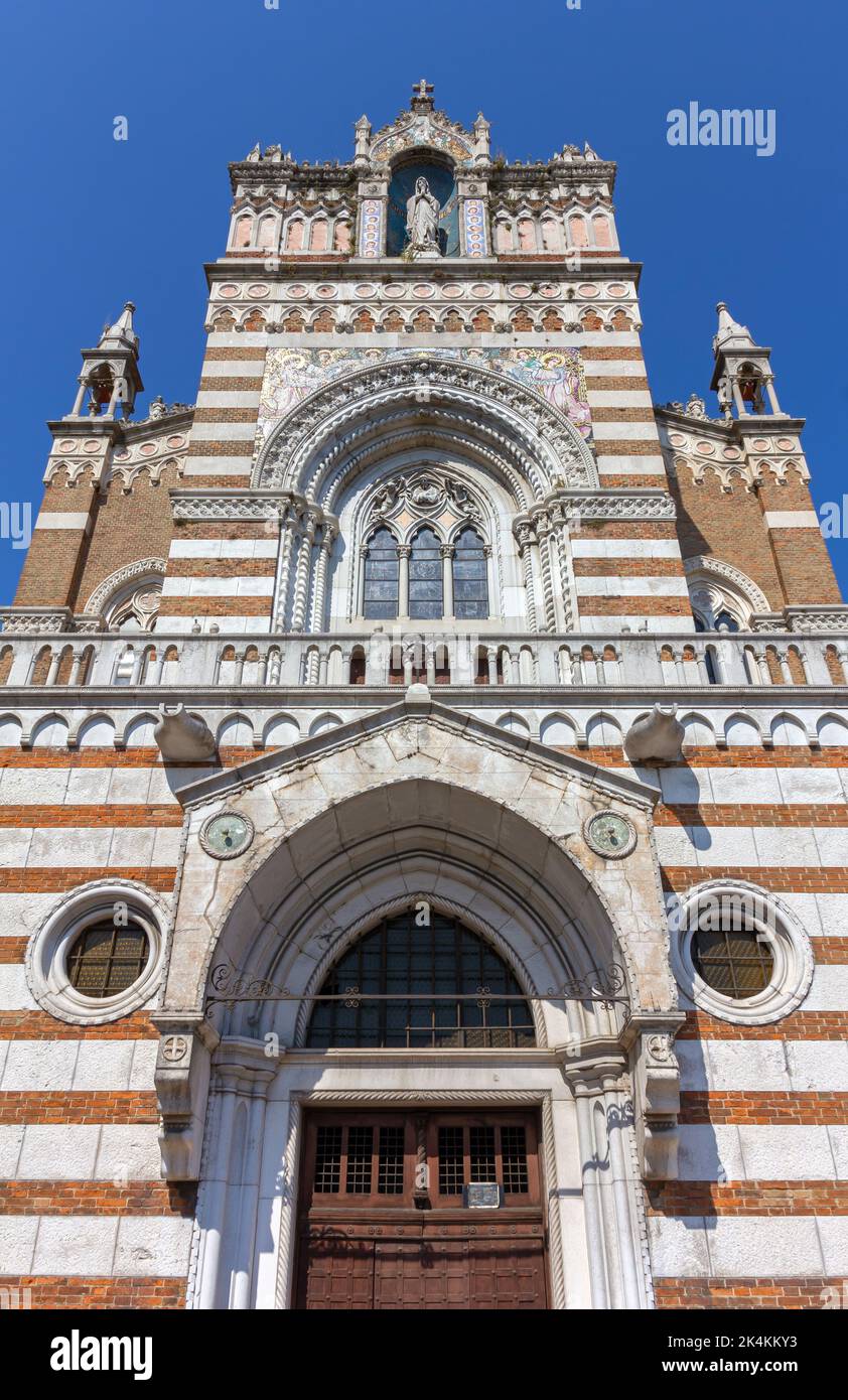 Exterior facade of the neo-gothic church of Our Lady of Lourdes in Rijeka, Croatia Stock Photo