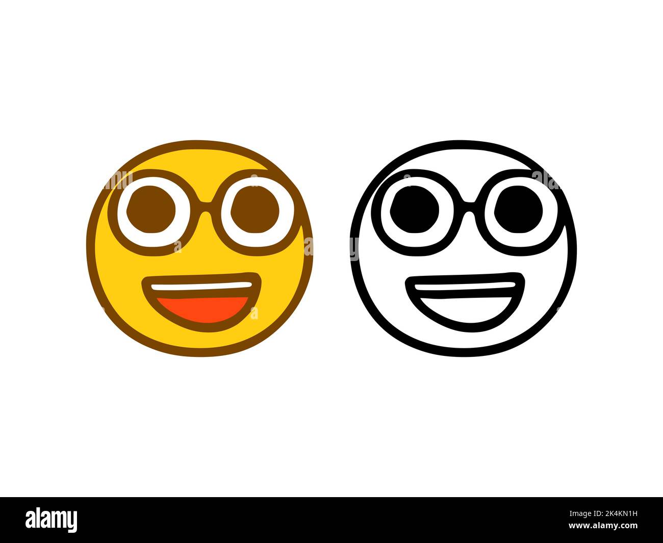 Fancy emoticon in doodle style isolated on white background Stock ...