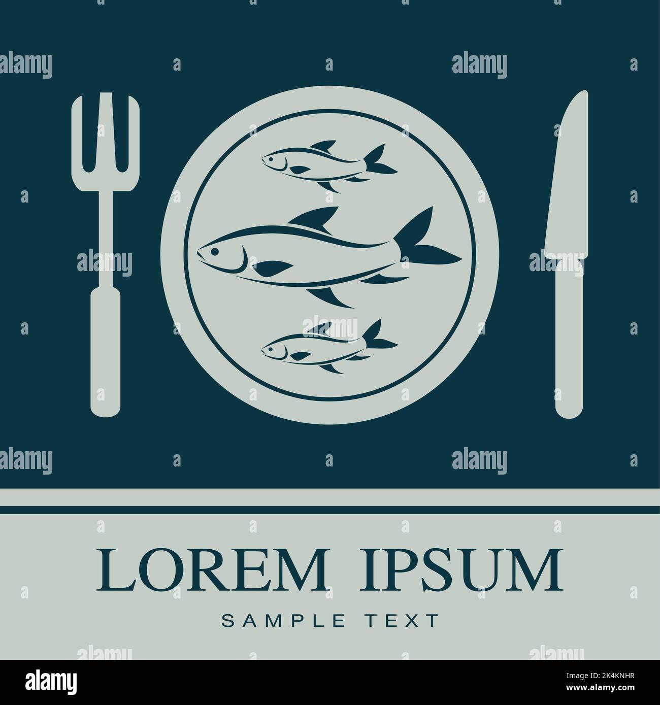 Fish, Fork and Knife icon, restaurant sign. Easy editable layered