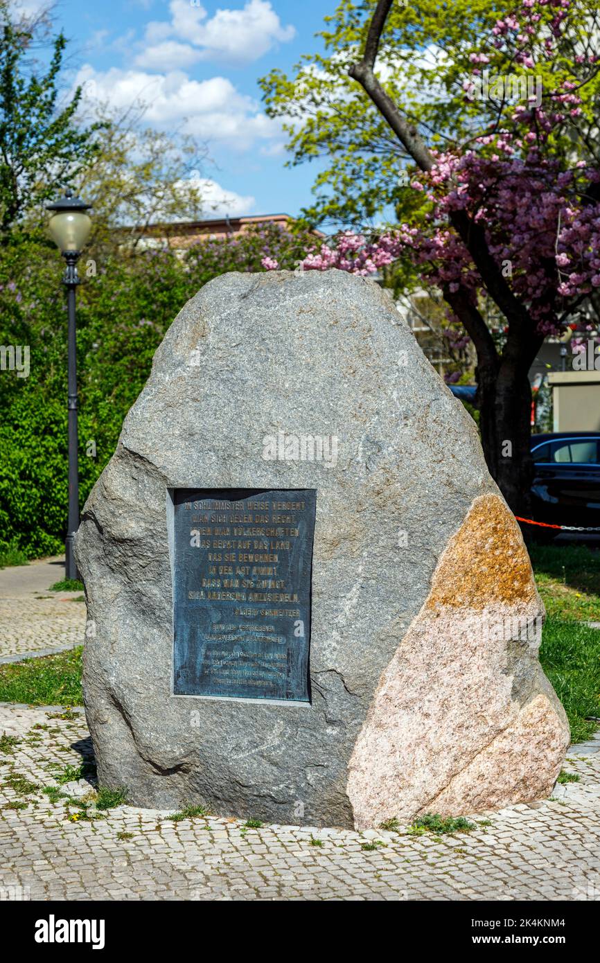Memorial stone at the Alter Markt in Potsdam, Association of Expellees Stock Photo
