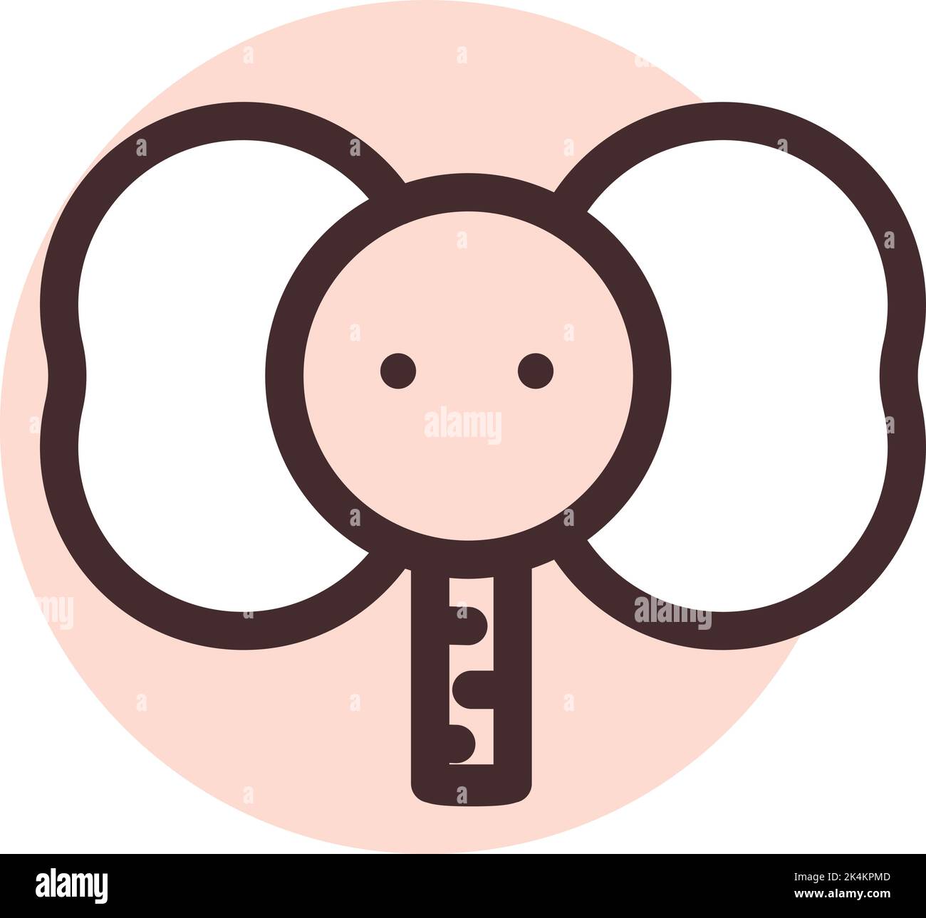 Brown elephant head, illustration, vector on a white background Stock ...