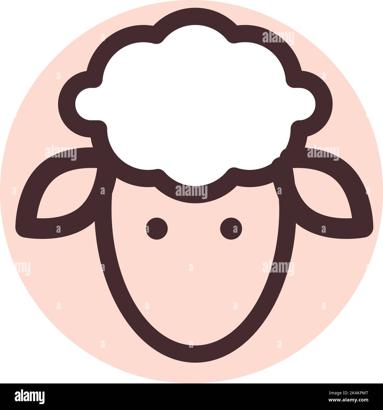 Brown sheep head, illustration, vector on a white background. Stock Vector