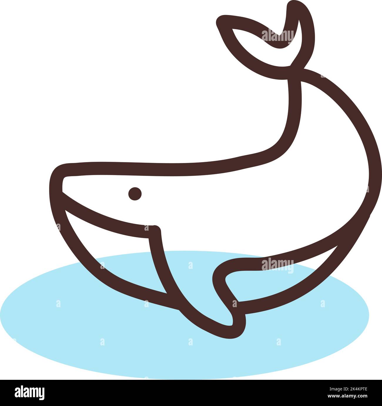 Brown whale in water, illustration, vector on a white background. Stock Vector