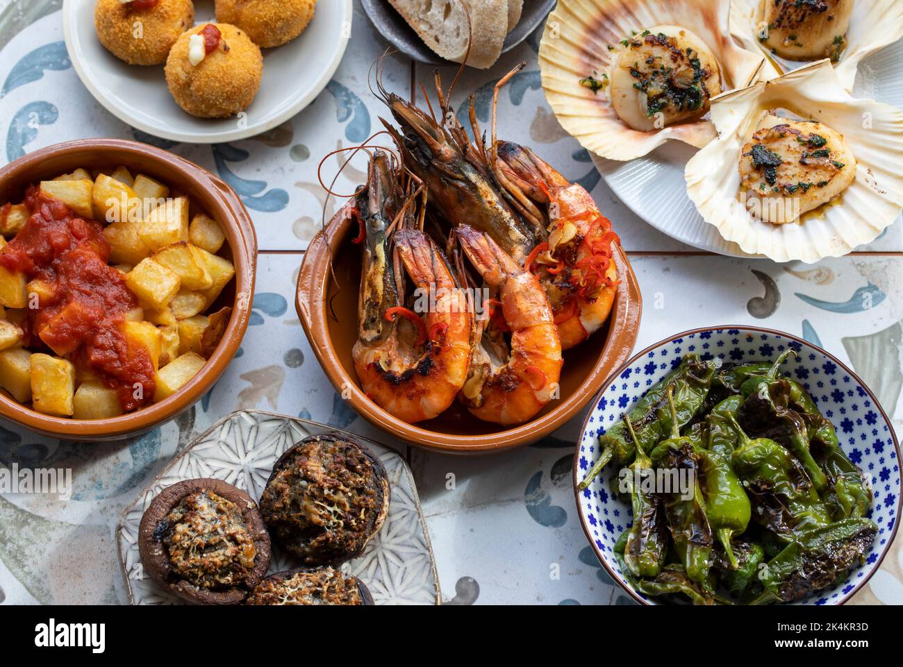 Traditional Spanish tapas selection Stock Photo
