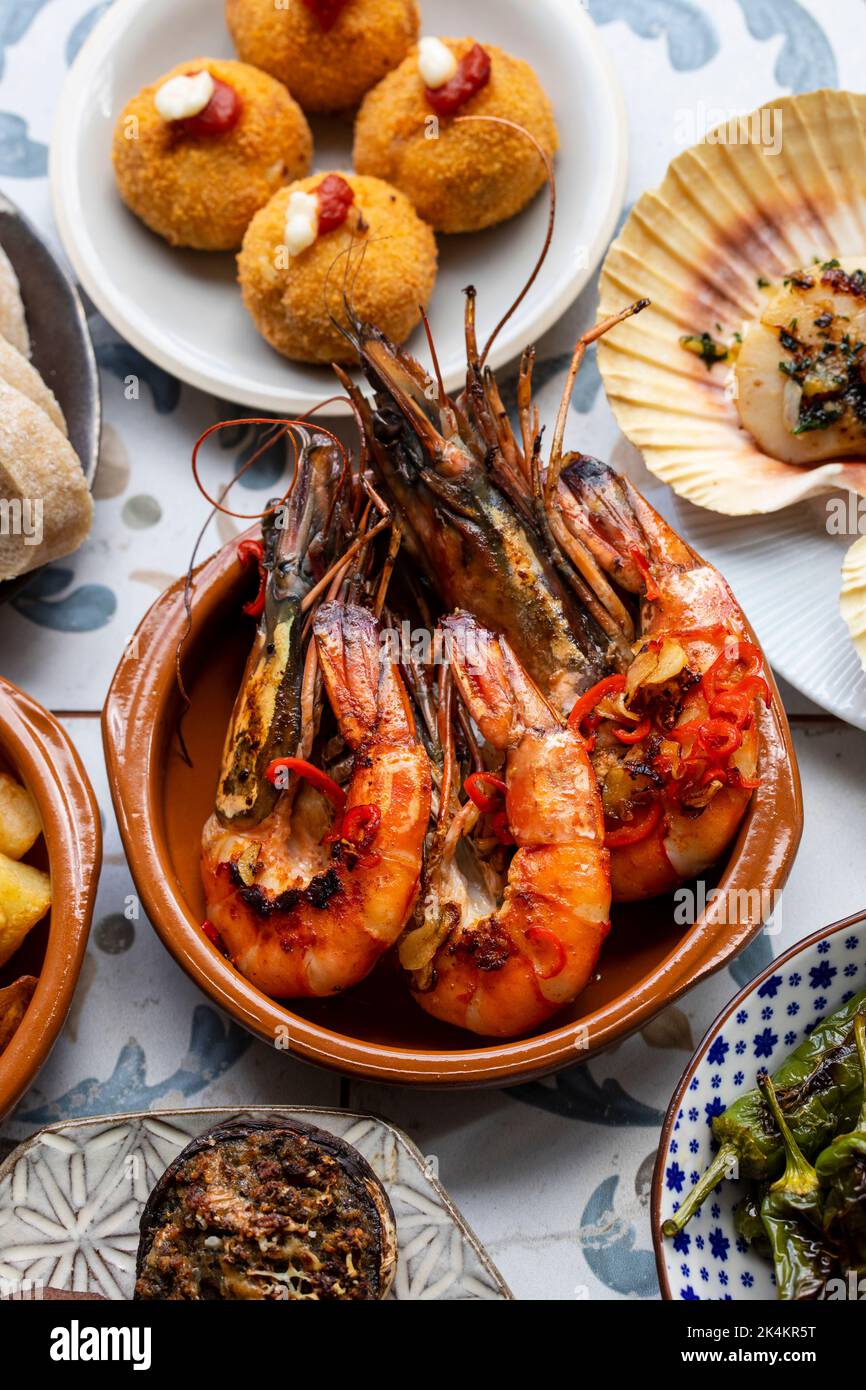 Traditional Spanish tapas selection Stock Photo