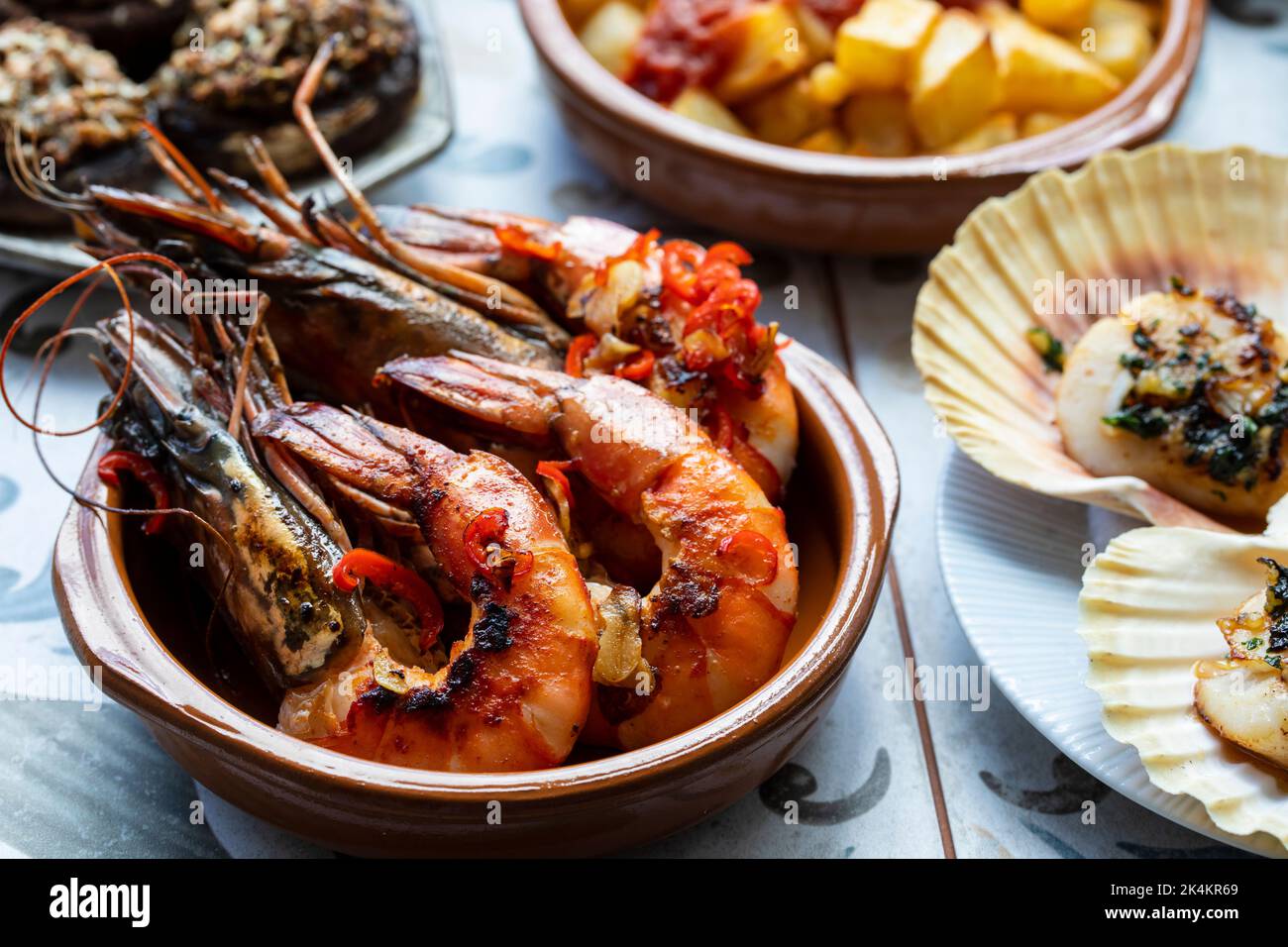 Traditional Spanish tapas selection Stock Photo