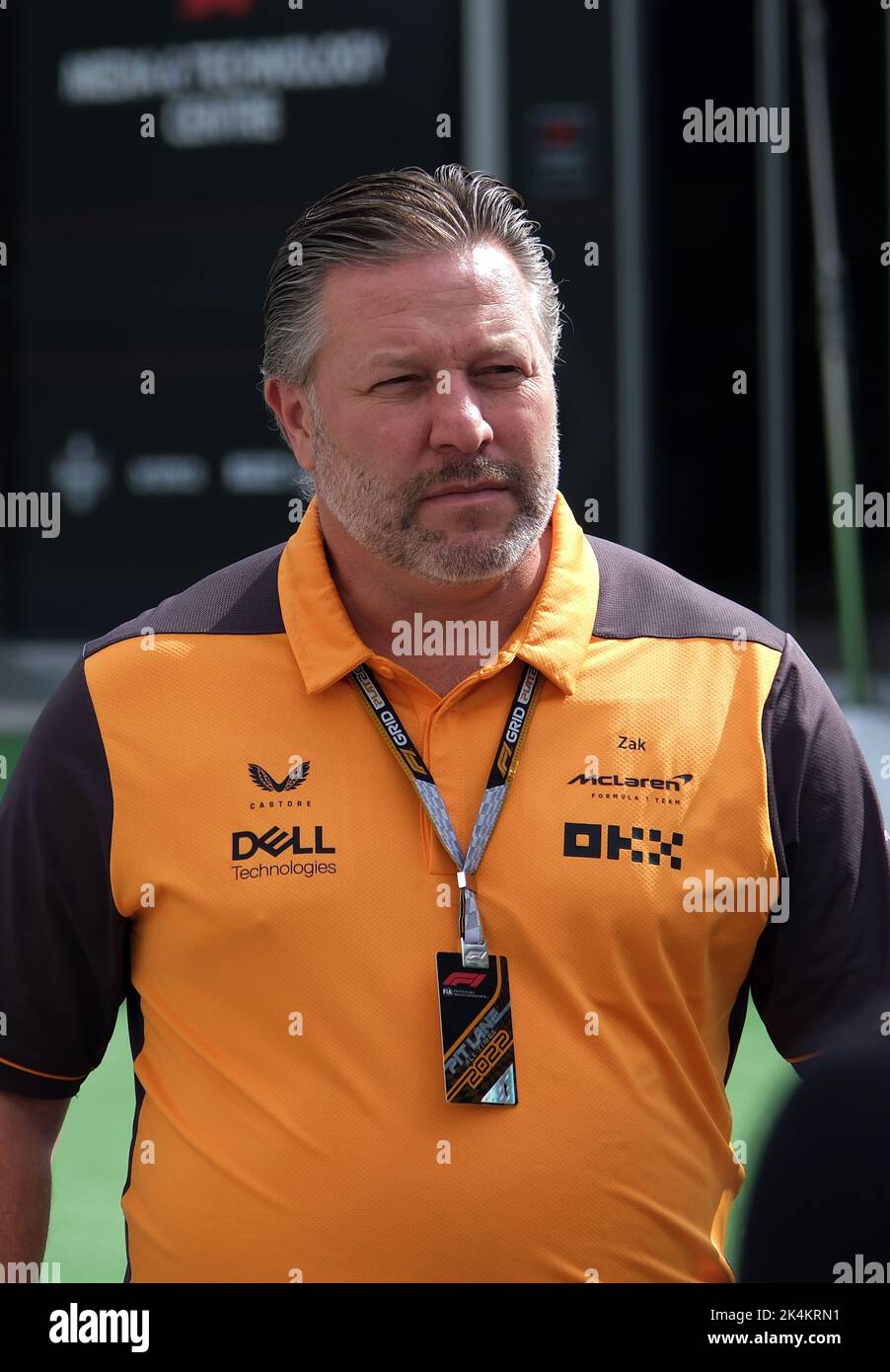 Singapore, Singapore. 02nd Oct, 2022. SINGAPORE, Singapore street circuit, 02. OCTOBER 2022: Zak BROWN, executive director of McLaren Technology Group, USA, McLaren Chief Executive Officer, during the GP Formula 1 in SINGAPORE 2022 at the street circuit of Singapore, Formula 1 Grand Prix in Singapore, - fee liable image - Photo Credit: © KHOO Paul/ATPimages (KHOO Paul/ATP/SPP) Credit: SPP Sport Press Photo. /Alamy Live News Stock Photo