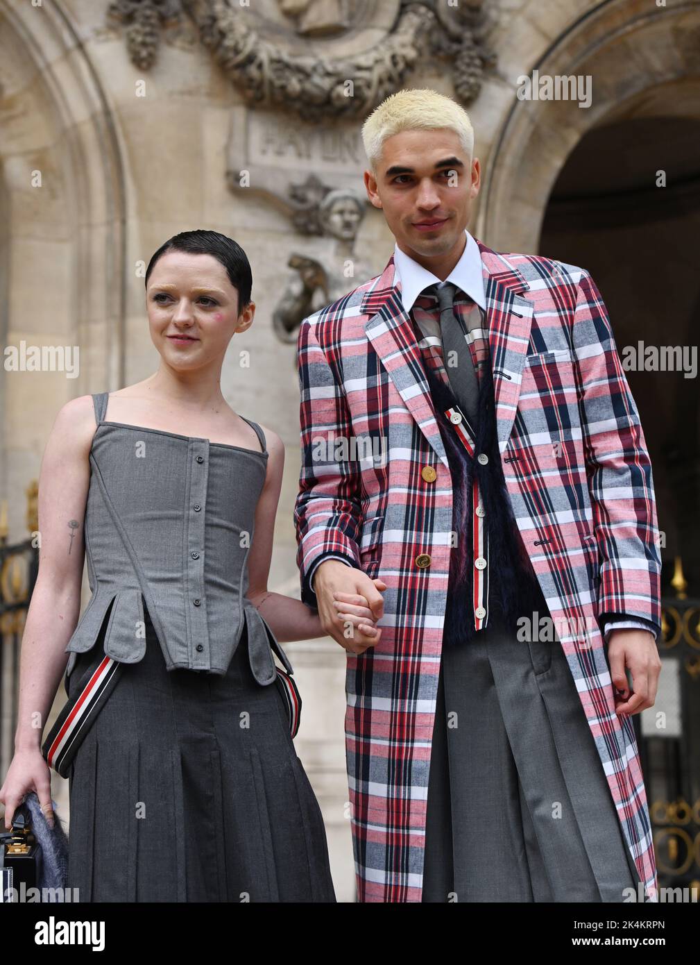 Paris, France. 30th Sep, 2022. Maisie Williams and Reuben Selby seen leaving Thom Browne Paris Fashion Week Show on October 03 2022 in Paris, France. (Sipa Press) Credit: Sipa USA/Alamy Live News Stock Photo