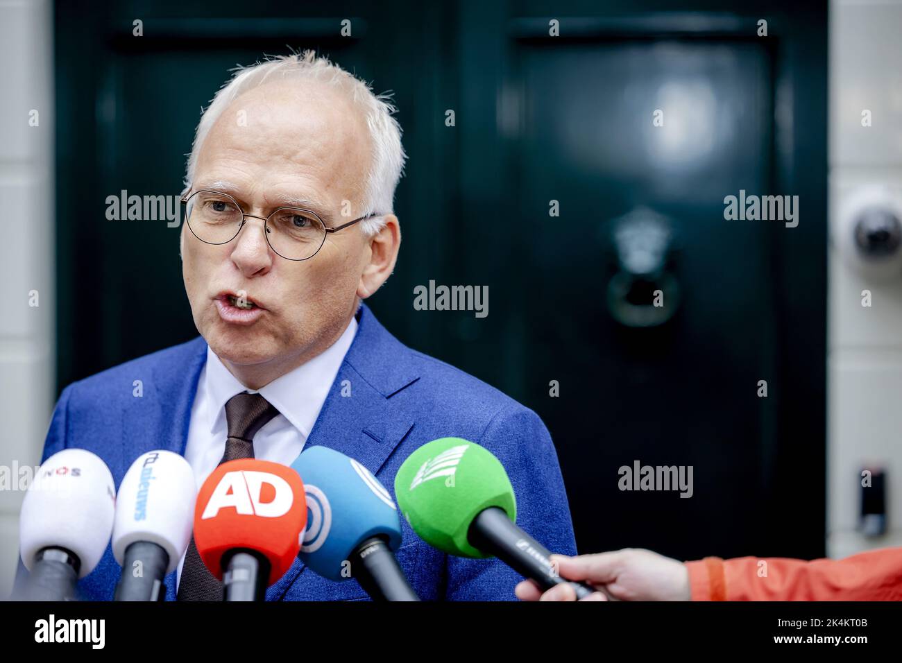 2022-10-03 14:51:31 THE HAGUE - Piet Adema, the new Minister of Agriculture, Nature and Food Quality, speaks to the press. The former deputy succeeds Henk Staghouwer, who unexpectedly resigned at the beginning of last month because he did not consider himself the right person to lead the ministry. Adema was previously deputy of the province of Friesland, acting mayor in Achtkarspelen, Tynaarlo and Borger-Odoorn and party chairman of the ChristenUnie. ANP ROBIN VAN LONKHUIJSEN netherlands out - belgium out Stock Photo