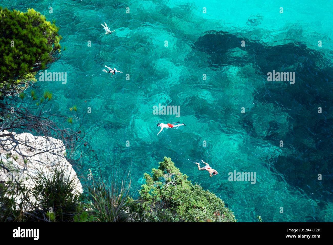 Beautiful blue water in Cala Macarella, Menorca Stock Photo