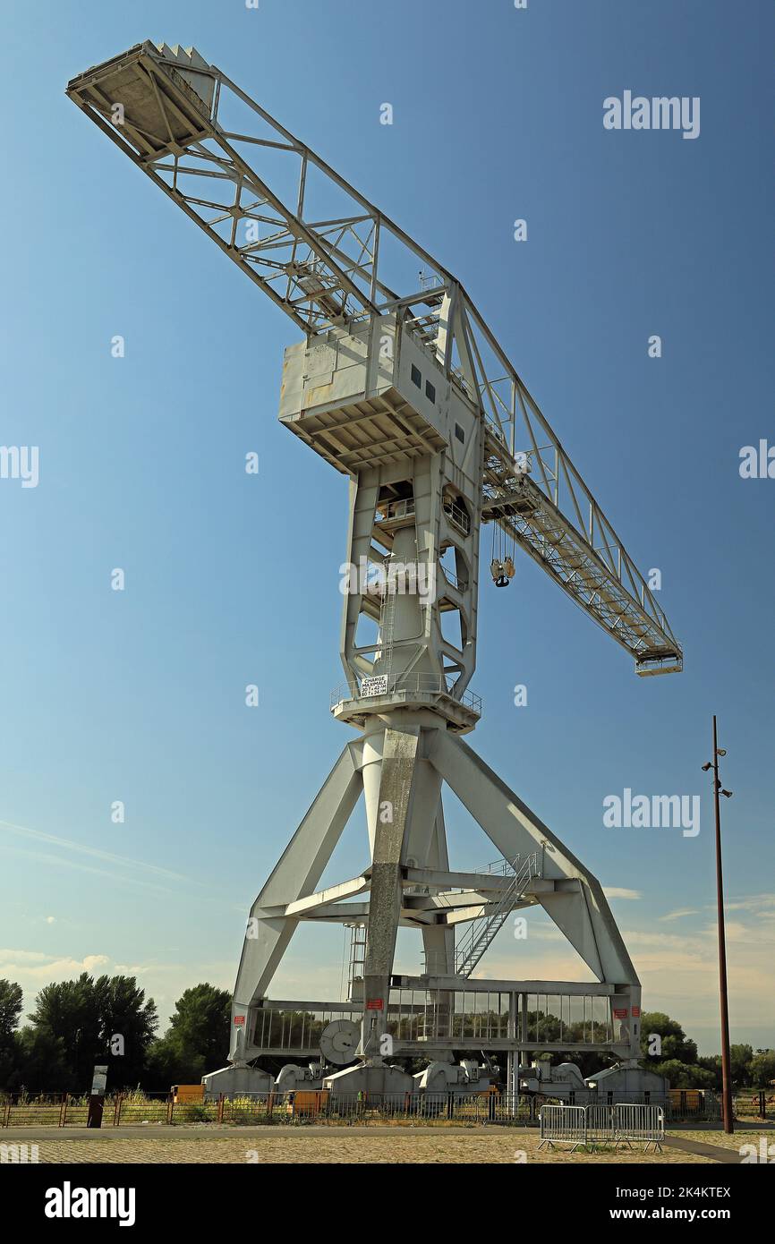 Giant cranes at the Port of Nantes, France Stock Photo