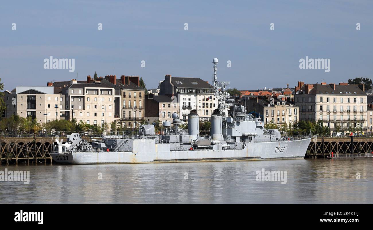 French Warship on River Loire at Nantes Stock Photo