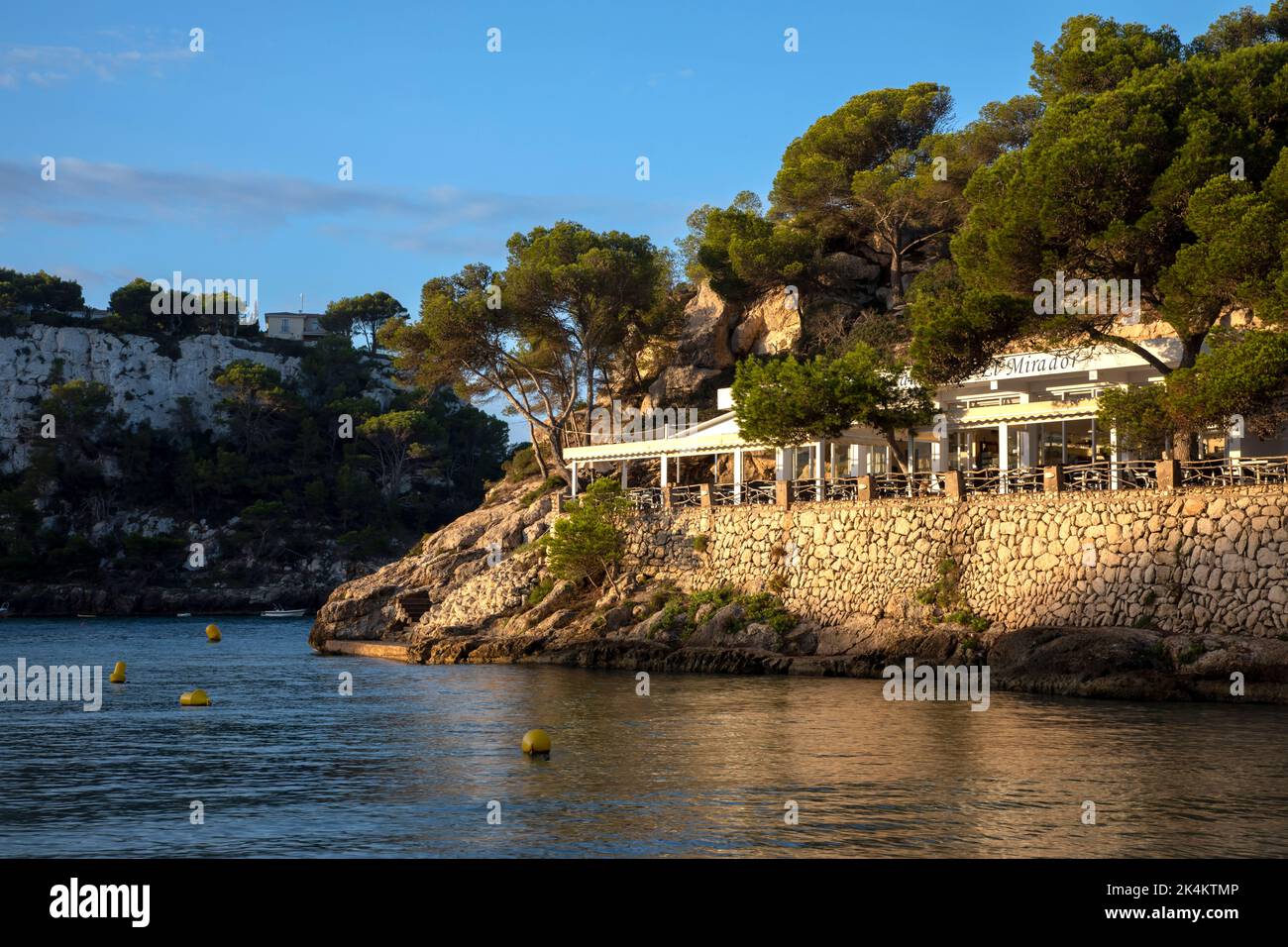 Menorca, Spain - September 4th, 2022:Cala Galdana is a popular resort with a truely picture postcard setting Stock Photo