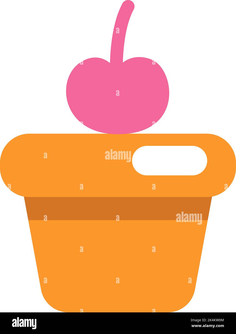 Muffin with cherry on top, illustration, vector on a white background. Stock Vector