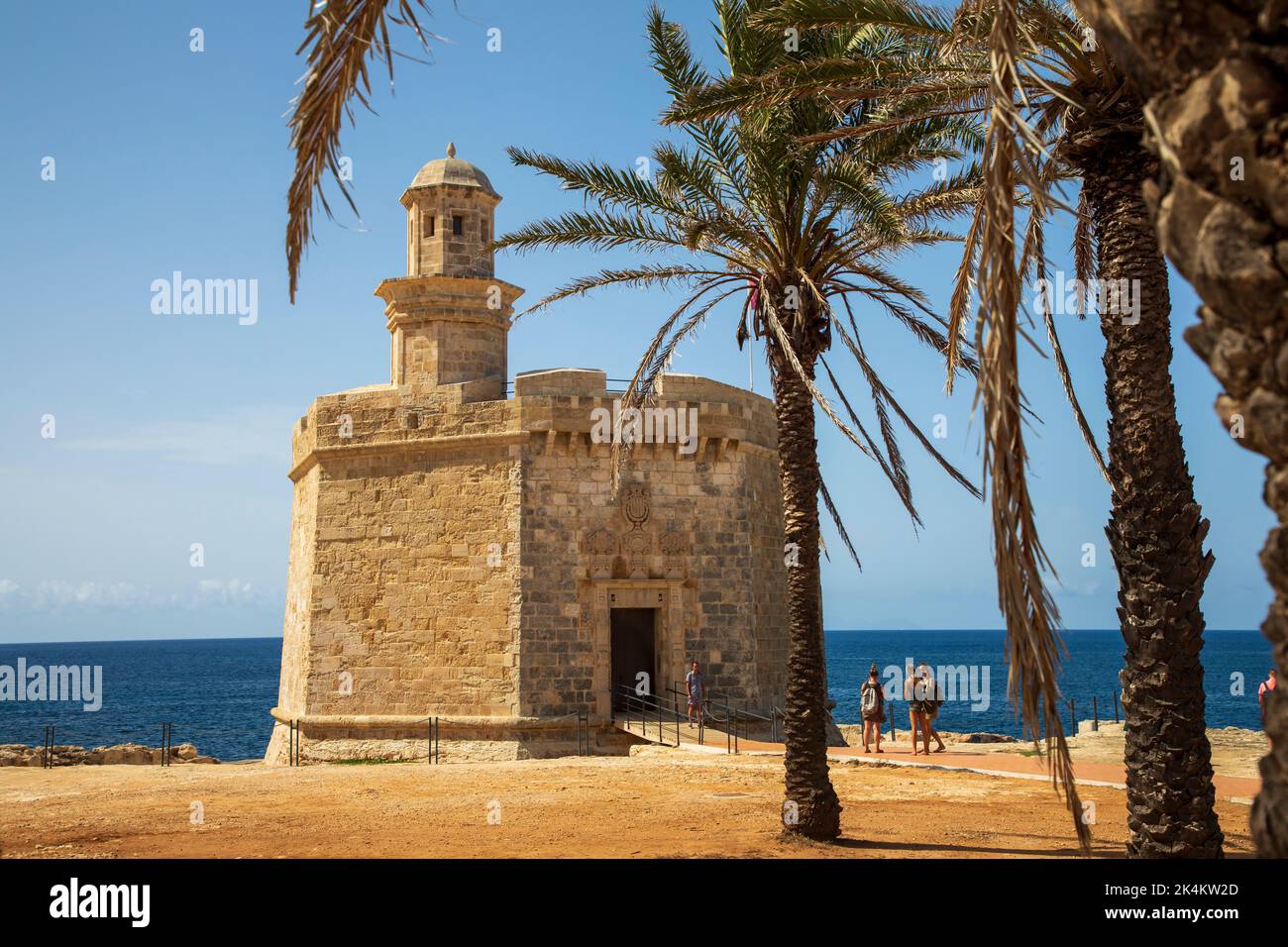 Ciutadella, Spain - September 6th, 2022: Saint Nicholas castle  was built in the late seventeenth century to defend the port of the Ciutadella de Meno Stock Photo