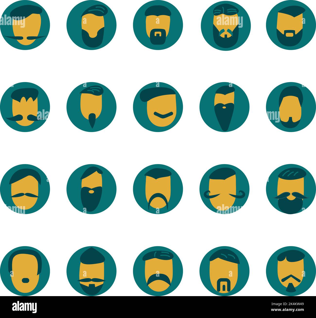 Beards and moustache, illustration, vector on a white background. Stock Vector