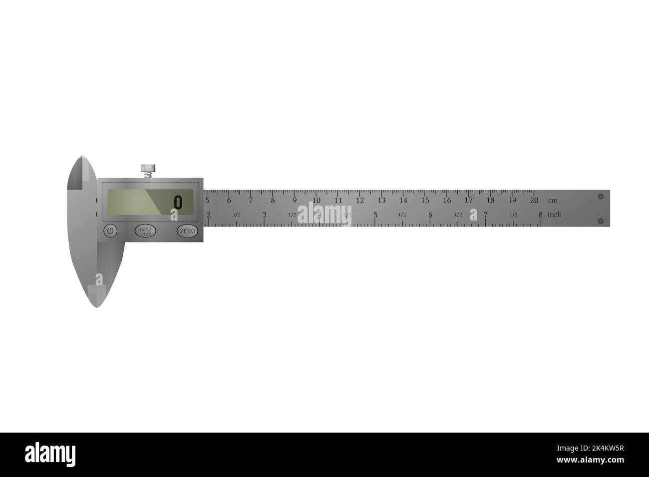Metal digital vernier caliper with display. Metric tool vector