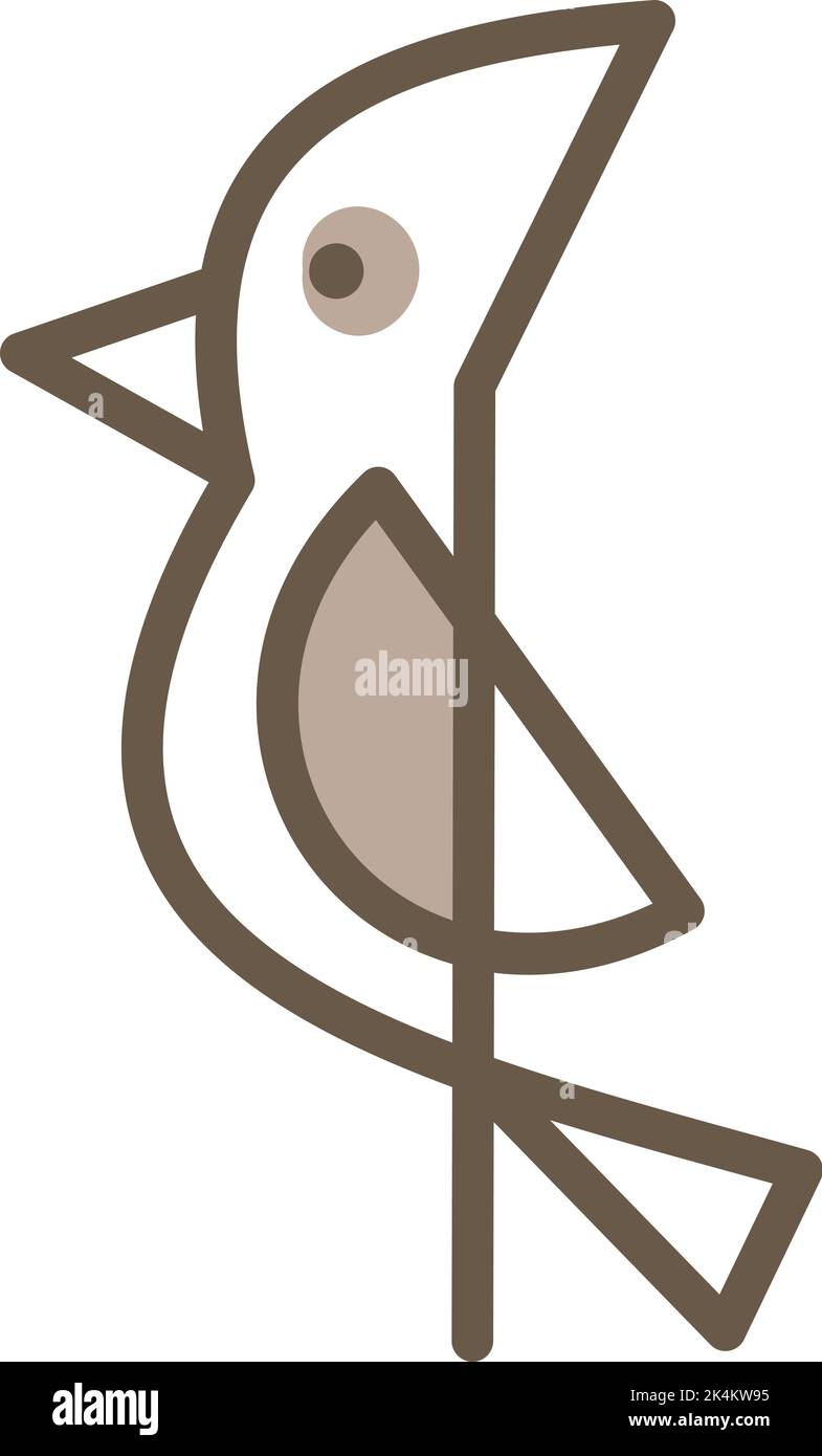 Brown woodpecker, illustration, vector on a white background. Stock Vector
