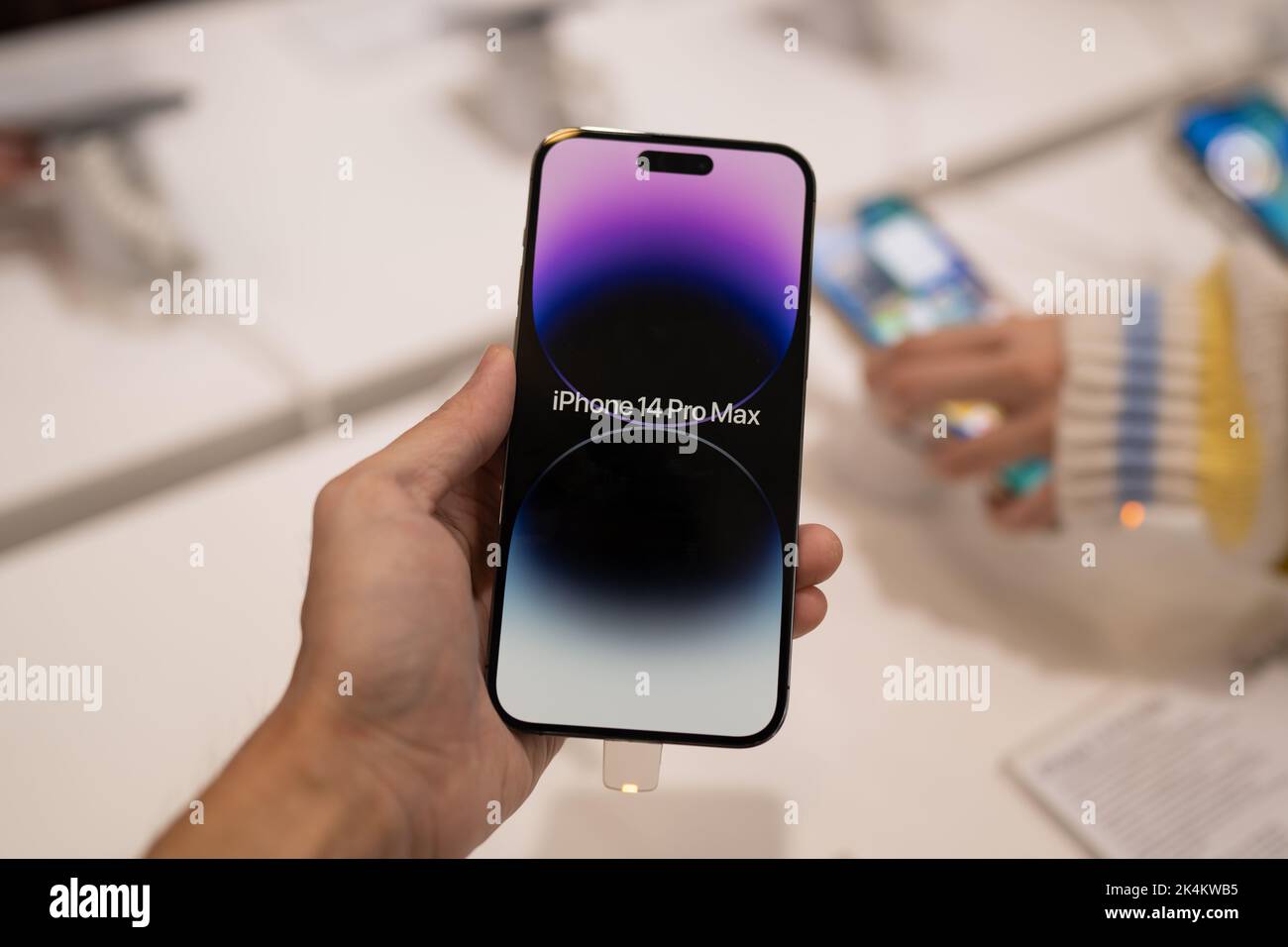 Bangkok, Thailand October 1, 2022 An iPhone 14 Pro Max in an Apple