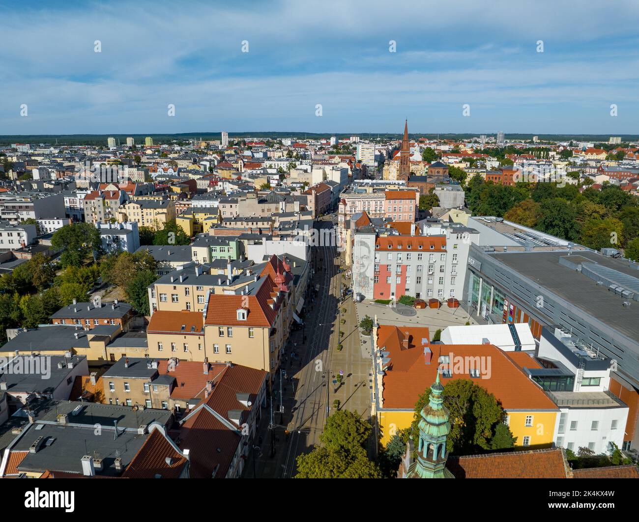 Bydgoszcz. Aerial View of City Center of Bydgoszcz near Brda River. The largest city in the Kuyavian-Pomeranian Voivodeship. Poland. Europe. Stock Photo