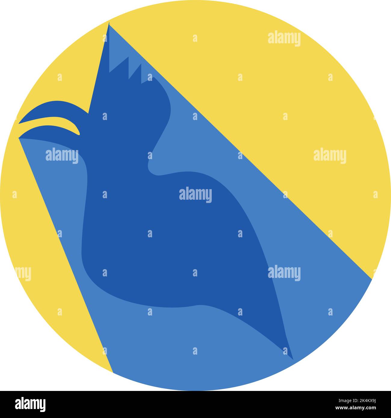 Blue bird singing, illustration, vector on a white background Stock