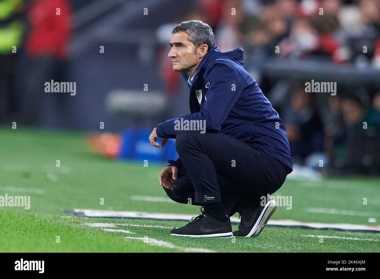Athletic Club head coach Ernesto Valverde during the La Liga match between Athletic Club and UD Almeria played at Sam Mames Stadium on September 30, 2022 in Bilbao, Spain. (Photo by Cesar Ortiz / PRESSIN) Stock Photo