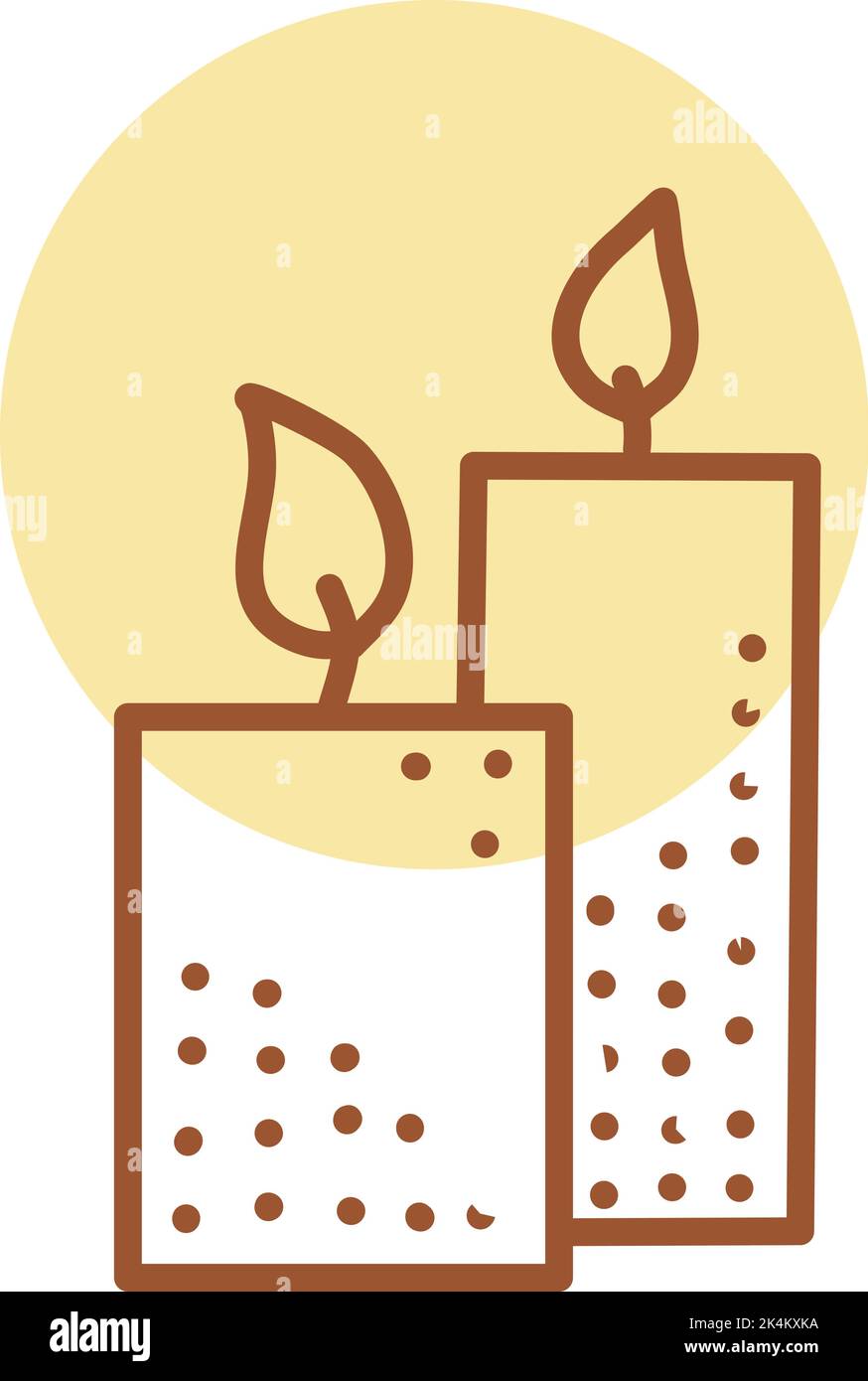 Two burning candles, illustration, vector on a white background. Stock Vector