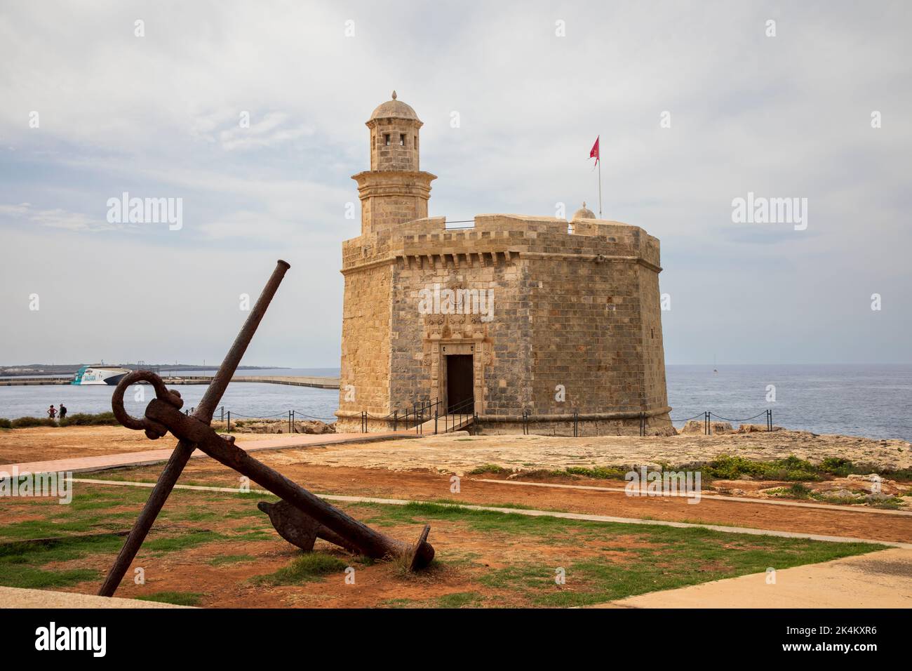 Ciutadella, Spain - September 6th, 2022: Saint Nicholas castle  was built in the late seventeenth century to defend the port of the Ciutadella de Meno Stock Photo