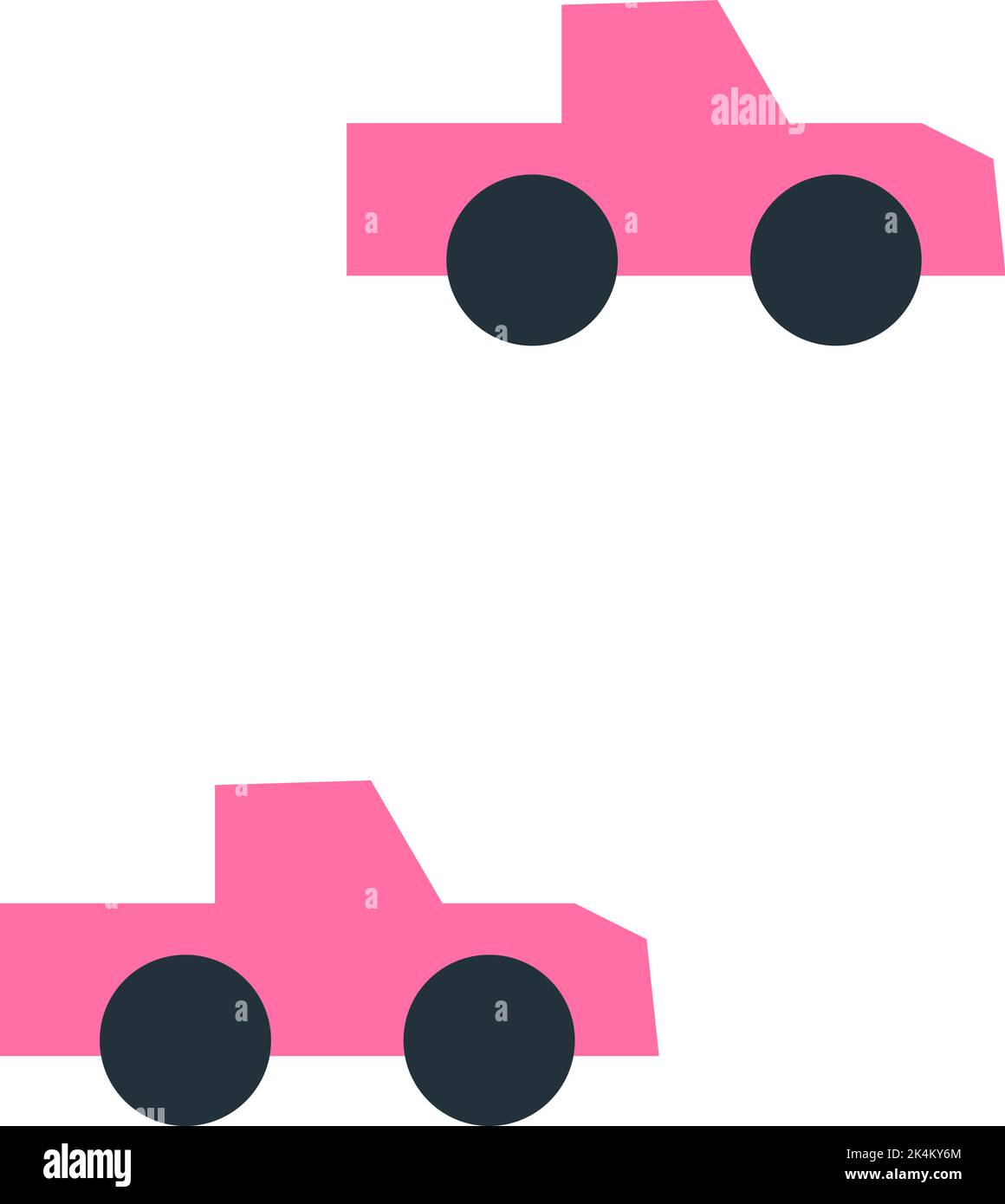 Two pink cars, illustration, vector on a white background. Stock Vector