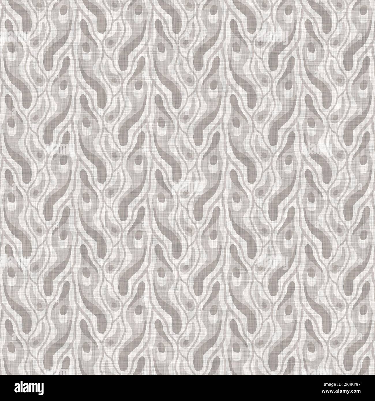 French grey doodle motif linen seamless pattern. Tonal country cottage ...