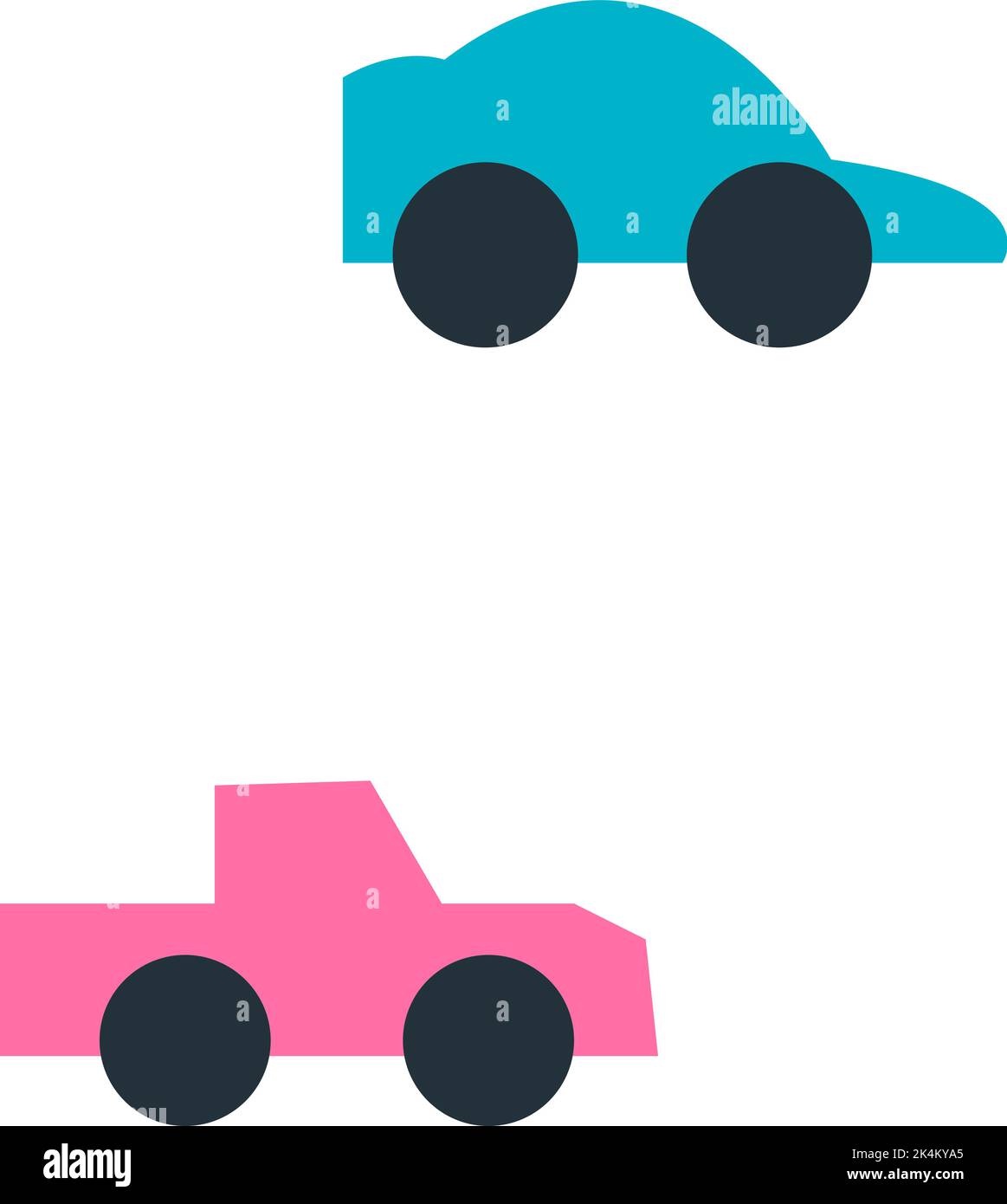 Pink and blue car, illustration, vector on a white background. Stock Vector
