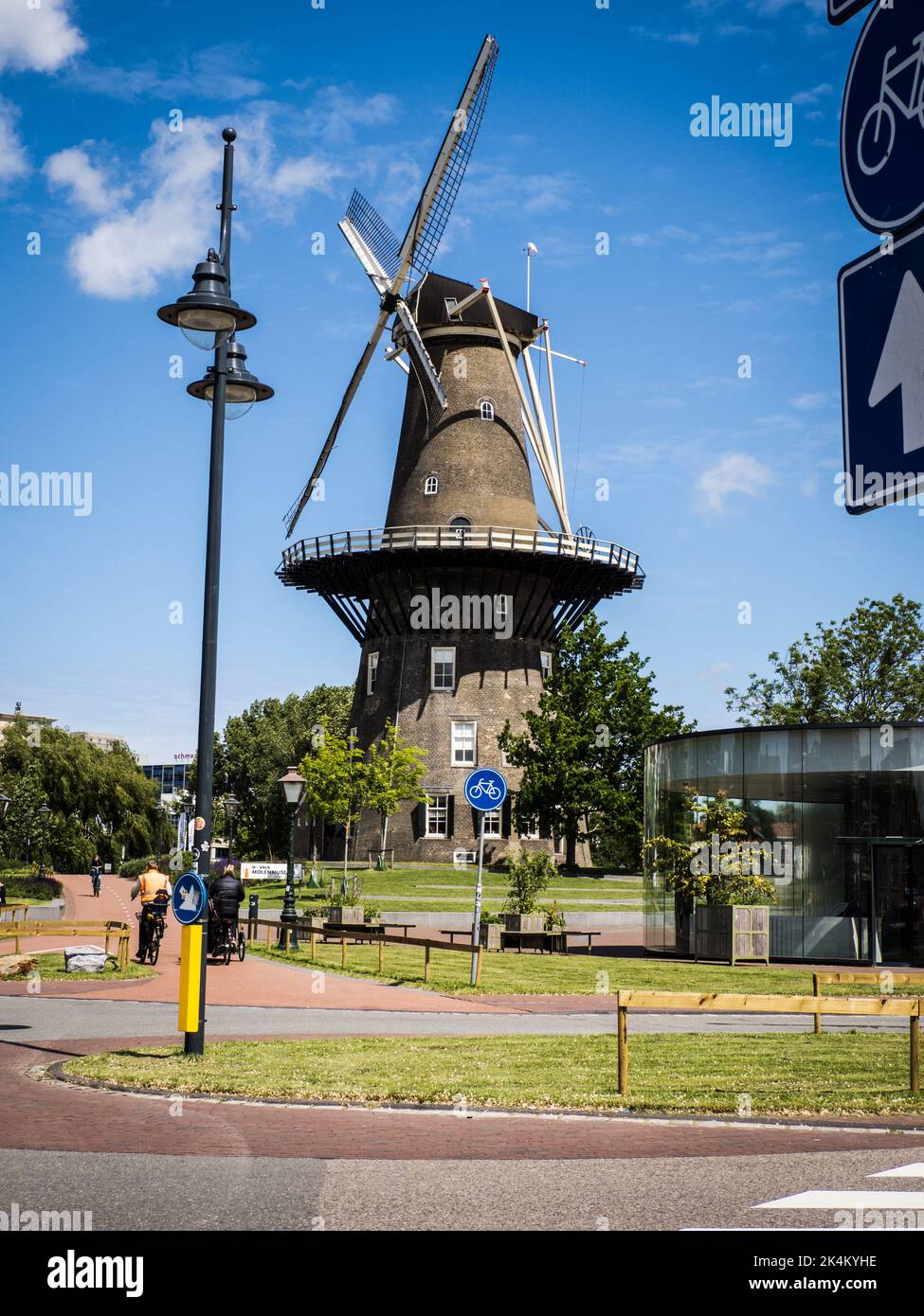 The Molen De Valk windmill in the center of Leiden, Holland Stock Photo