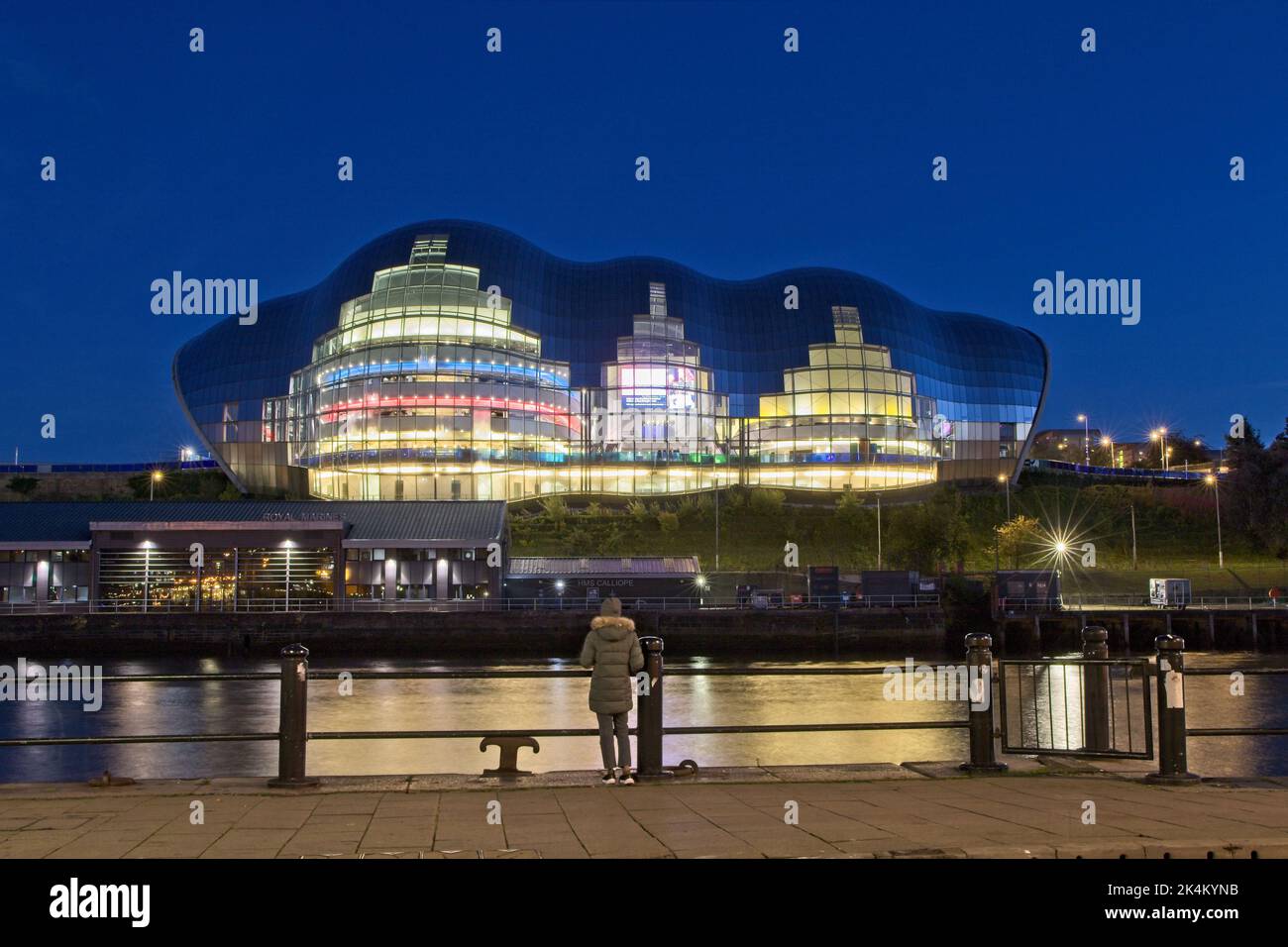 Opened in 2004, Sage Gateshead is a concert venue and musical education centre in Gateshead on the south side of the River Tyne in North East England. Stock Photo