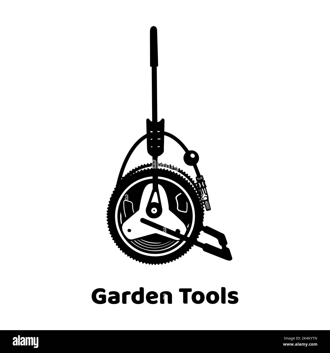 Watering hose reel icon. Side view. Advertisement for garden tools. Moisture saturation of the earth. Isolated on white background. Vector Stock Vector