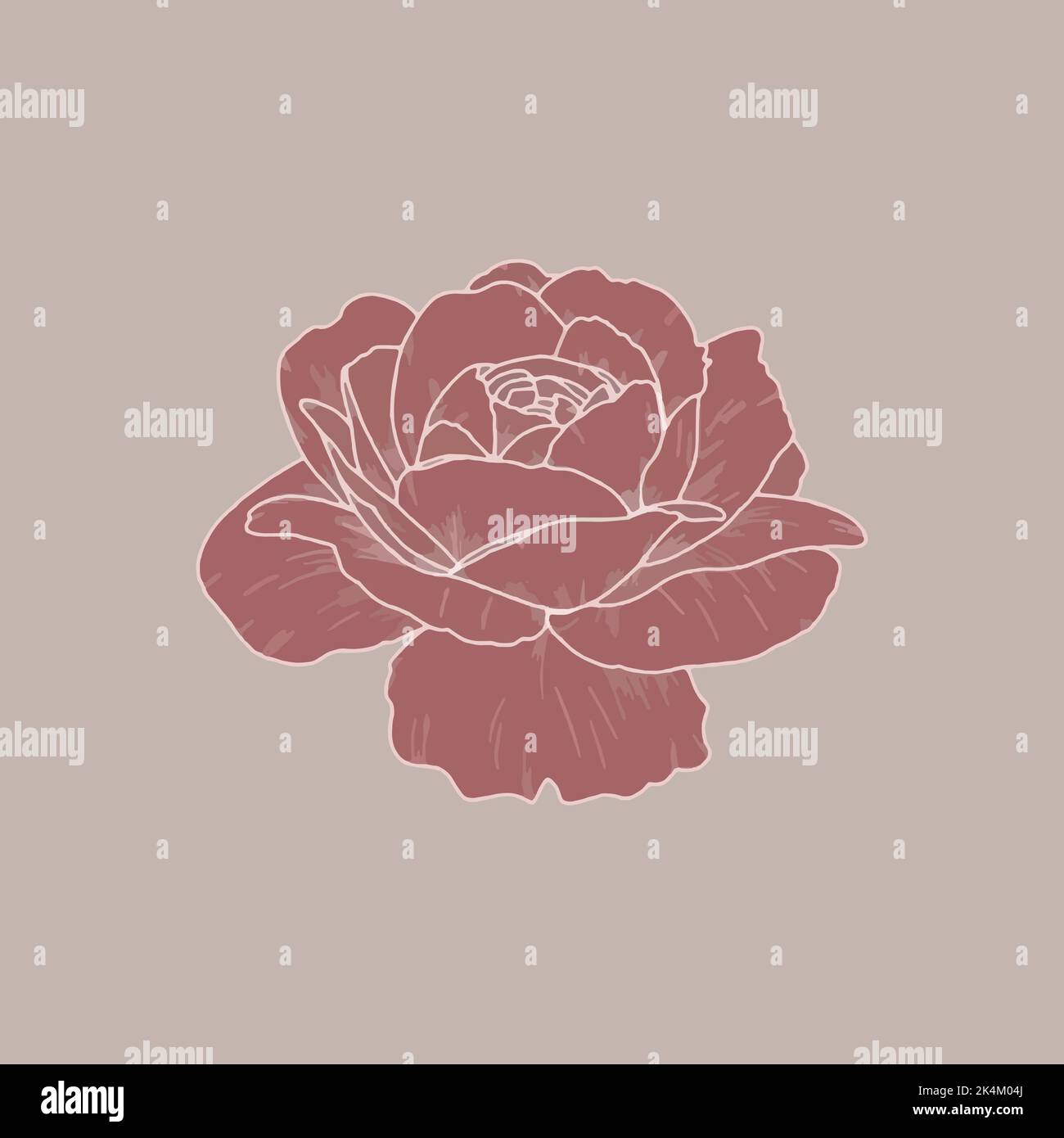 Blush pink rose logo design, simple and styled vector illustration Stock Vector