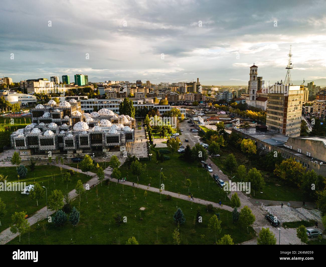 Pristina Modern Building Construction Site. Pristina Aerial View, Capital of Kosovo. Balkans. Europe. - Stock Image
