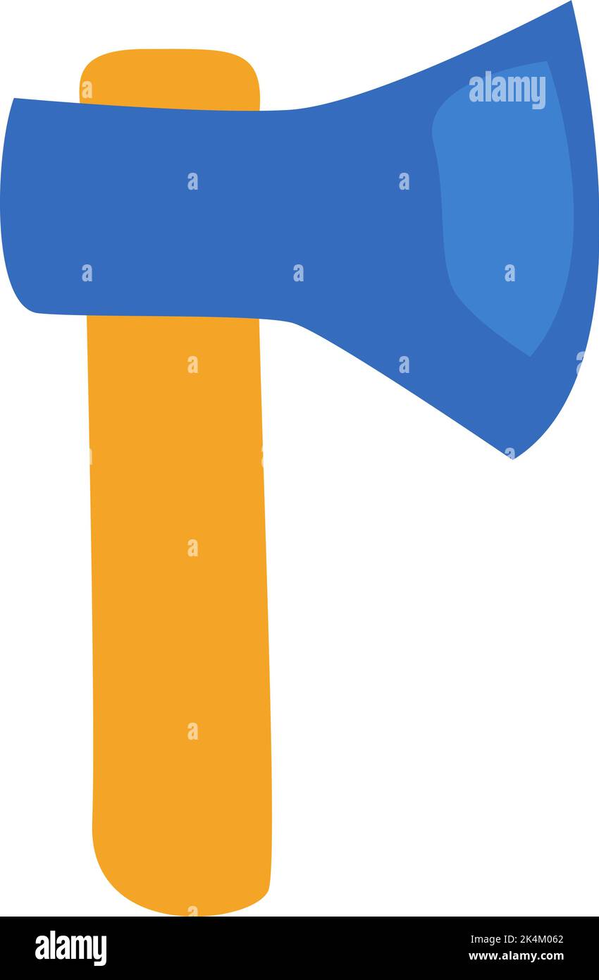 Blue camping axe, illustration, vector on a white background. Stock Vector