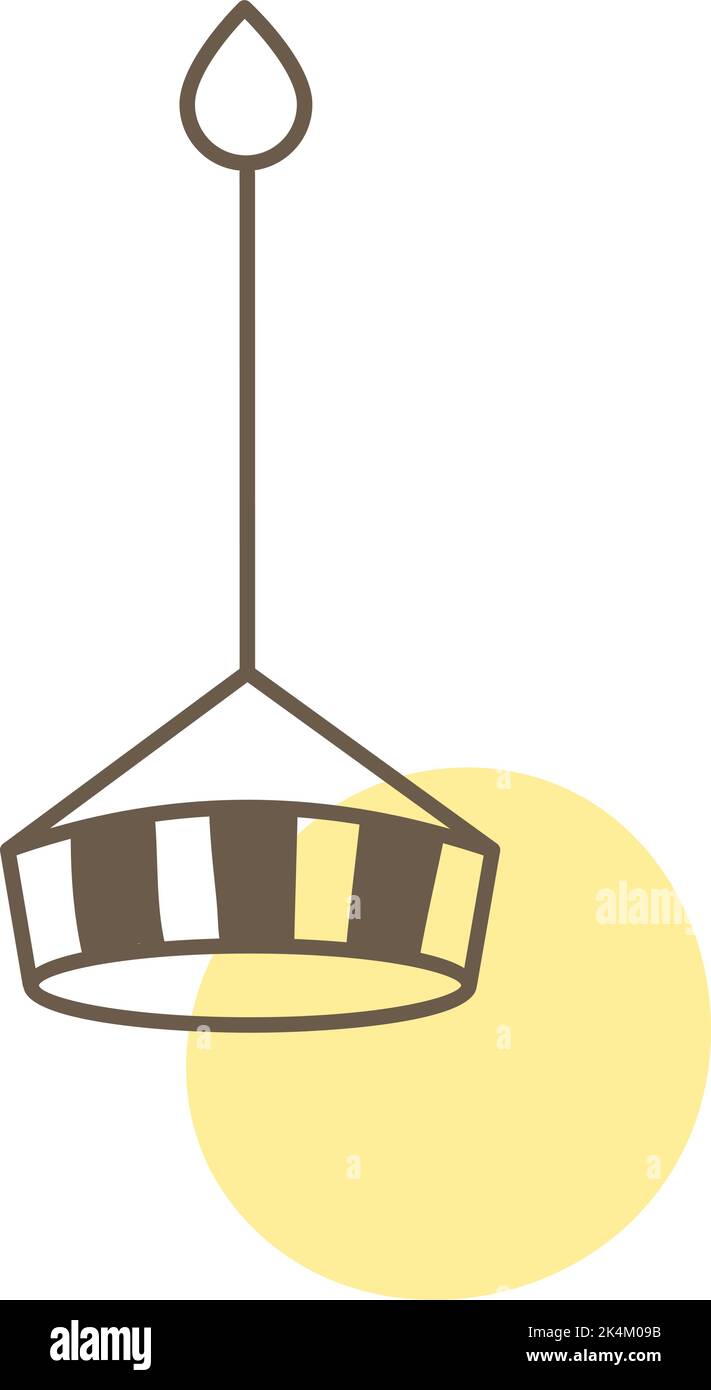 Simple Yellow chandelier, illustration, vector on a white background. Stock Vector